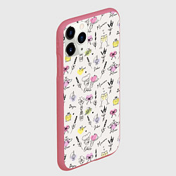 Чехол iPhone 11 Pro матовый Франция паттерн, цвет: 3D-малиновый — фото 2
