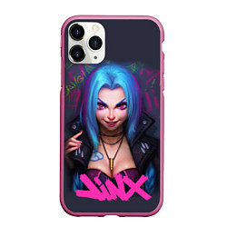 Чехол iPhone 11 Pro матовый League Of Legends ARCANE JINX, цвет: 3D-малиновый