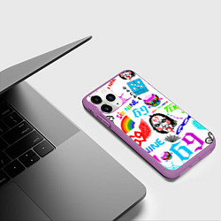 Чехол iPhone 11 Pro матовый 6IX9INE паттерн, цвет: 3D-фиолетовый — фото 2