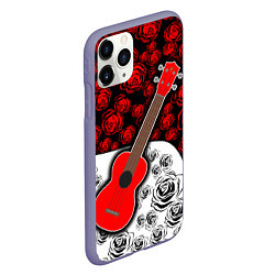 Чехол iPhone 11 Pro матовый Гитара Розы Контраст, цвет: 3D-серый — фото 2