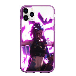 Чехол iPhone 11 Pro матовый Arcane League Of Legends JINX NEON, цвет: 3D-фиолетовый