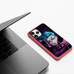 Чехол iPhone 11 Pro матовый League Of Legends Jinx neon, цвет: 3D-красный — фото 2
