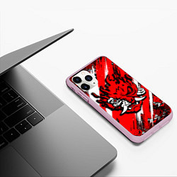 Чехол iPhone 11 Pro матовый SAMURAI CYBERPUNK 2077 RED AND WHITE, цвет: 3D-розовый — фото 2