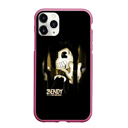 Чехол iPhone 11 Pro матовый Bendy And The Ink Machine подтеки, цвет: 3D-малиновый