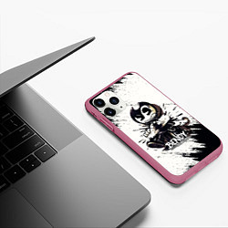 Чехол iPhone 11 Pro матовый Bendy And The Ink Machine Бенди прибит доской, цвет: 3D-малиновый — фото 2