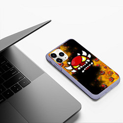 Чехол iPhone 11 Pro матовый Огненный Геометри Дэш Geometry Dash, цвет: 3D-светло-сиреневый — фото 2