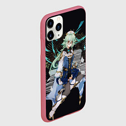 Чехол iPhone 11 Pro матовый Сахароза Сухроза с книгами Геншин Импакт Sucrose, цвет: 3D-малиновый — фото 2