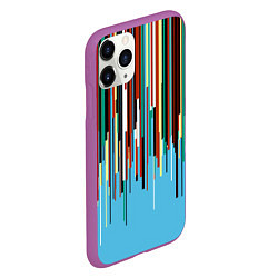 Чехол iPhone 11 Pro матовый Glitch pattern 2087, цвет: 3D-фиолетовый — фото 2