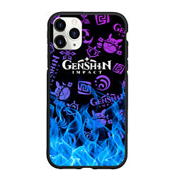 Чехол iPhone 11 Pro матовый Стихия Genshin Impact Fire, цвет: 3D-черный