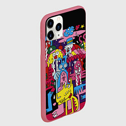 Чехол iPhone 11 Pro матовый Разноцветные монстры, цвет: 3D-малиновый — фото 2