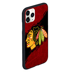 Чехол iPhone 11 Pro матовый Chicago Blackhawks, Чикаго Блэкхокс, цвет: 3D-черный — фото 2