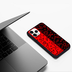 Чехол iPhone 11 Pro матовый Черно-Красные сердца с крылышками, цвет: 3D-черный — фото 2