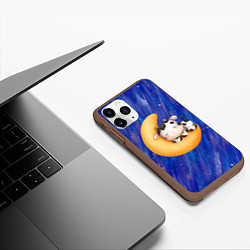 Чехол iPhone 11 Pro матовый Спящий бычок на луне, цвет: 3D-коричневый — фото 2