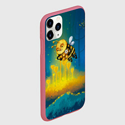 Чехол iPhone 11 Pro матовый Пчёла с сотами, цвет: 3D-малиновый — фото 2