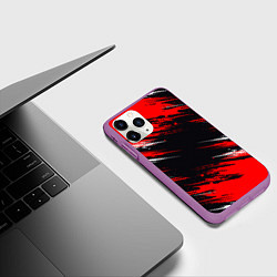 Чехол iPhone 11 Pro матовый БЕЛО-КРАСНАЯ КРАСКА, цвет: 3D-фиолетовый — фото 2
