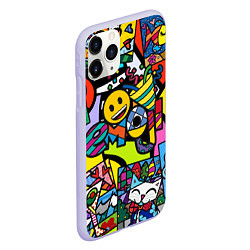 Чехол iPhone 11 Pro матовый Romero Britto - emoji, цвет: 3D-светло-сиреневый — фото 2