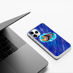 Чехол iPhone 11 Pro матовый Забавная рыба, цвет: 3D-белый — фото 2