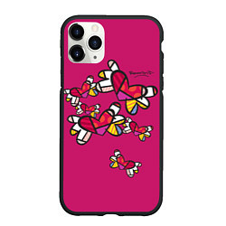 Чехол iPhone 11 Pro матовый Romero Britto - flying hearts, цвет: 3D-черный
