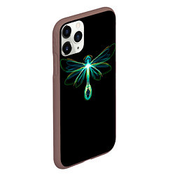 Чехол iPhone 11 Pro матовый Неоновая стрекоза, цвет: 3D-коричневый — фото 2