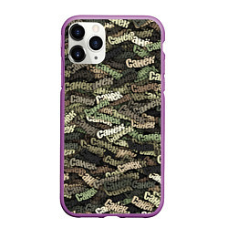 Чехол iPhone 11 Pro матовый Именной камуфляж Санёк, цвет: 3D-фиолетовый