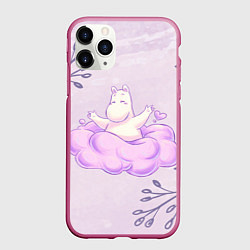 Чехол iPhone 11 Pro матовый Муми-тролль и счастливое облако, цвет: 3D-малиновый