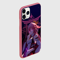 Чехол iPhone 11 Pro матовый Genshin Impact - Гудзи Яэ Мико, цвет: 3D-малиновый — фото 2