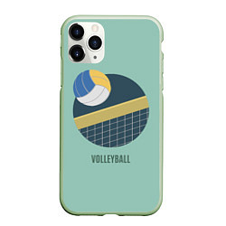 Чехол iPhone 11 Pro матовый Volleyball Спорт, цвет: 3D-салатовый