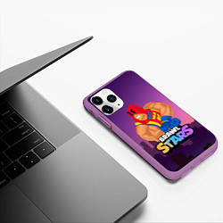 Чехол iPhone 11 Pro матовый GROM BRAWL STARS NIGHT CITY, цвет: 3D-фиолетовый — фото 2