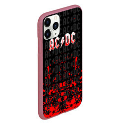 Чехол iPhone 11 Pro матовый Acdc Паттерн, цвет: 3D-малиновый — фото 2