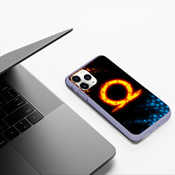 Чехол iPhone 11 Pro матовый GOD OF WAR CRATOS FIRE SYMBOL RUNE, цвет: 3D-светло-сиреневый — фото 2