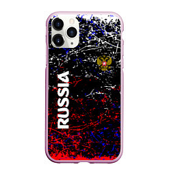 Чехол iPhone 11 Pro матовый Russia Штрихи, цвет: 3D-розовый