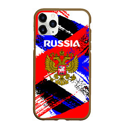 Чехол iPhone 11 Pro матовый Russia Геометрия патриотизм, цвет: 3D-коричневый