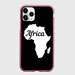 Чехол iPhone 11 Pro матовый Африка на чёрном, цвет: 3D-малиновый