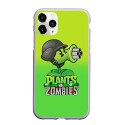 Чехол iPhone 11 Pro матовый Plants vs Zombies - Горохомёт, цвет: 3D-светло-сиреневый