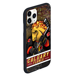 Чехол iPhone 11 Pro матовый Калгари Флэймз, Calgary Flames Маскот, цвет: 3D-черный — фото 2