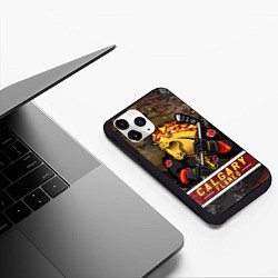 Чехол iPhone 11 Pro матовый Калгари Флэймз, Calgary Flames Маскот, цвет: 3D-черный — фото 2