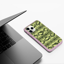 Чехол iPhone 11 Pro матовый Крокодиловая кожа, цвет: 3D-розовый — фото 2