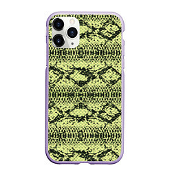 Чехол iPhone 11 Pro матовый Крокодиловая кожа, цвет: 3D-светло-сиреневый