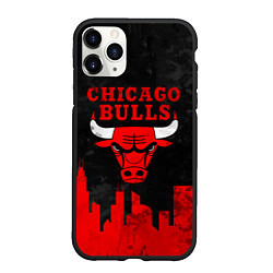 Чехол iPhone 11 Pro матовый Chicago Bulls, Чикаго Буллз Город