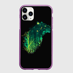 Чехол iPhone 11 Pro матовый Дух Тигра Неоновый Тигр, цвет: 3D-фиолетовый