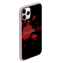 Чехол iPhone 11 Pro матовый Sonic Exe - логотип с брызгами крови, цвет: 3D-розовый — фото 2