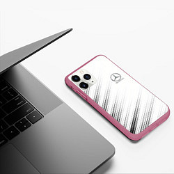 Чехол iPhone 11 Pro матовый Mercedes-Benz - White, цвет: 3D-малиновый — фото 2