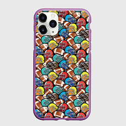 Чехол iPhone 11 Pro матовый Американский Футбол American Football, цвет: 3D-фиолетовый