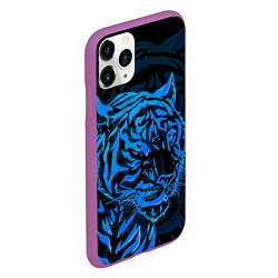 Чехол iPhone 11 Pro матовый Голубой тигр Blue, цвет: 3D-фиолетовый — фото 2