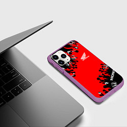 Чехол iPhone 11 Pro матовый Honda нарисованный огонь, цвет: 3D-фиолетовый — фото 2