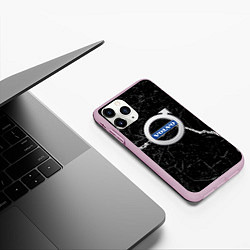 Чехол iPhone 11 Pro матовый Volvo - Трещина, цвет: 3D-розовый — фото 2