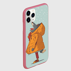 Чехол iPhone 11 Pro матовый Волк-любитель снега, цвет: 3D-малиновый — фото 2