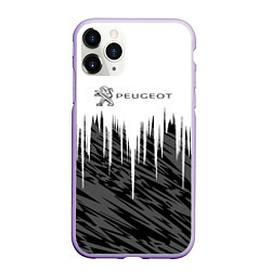 Чехол iPhone 11 Pro матовый Peugeot logo auto, цвет: 3D-светло-сиреневый