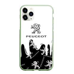 Чехол iPhone 11 Pro матовый Peugeot подтёки паттерн, цвет: 3D-салатовый