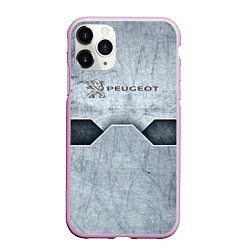 Чехол iPhone 11 Pro матовый Peugeot металл, цвет: 3D-розовый